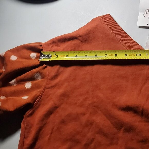 Daily Practice Anthropologie Top NWT Brown Motif Burnt Sienna Polka Dot Sz M - Picture 13 of 16